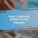 How I reduced plastic in my lifestyle