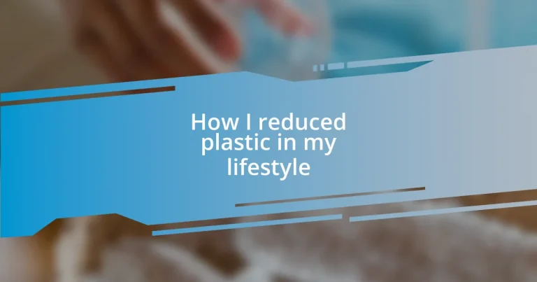 How I reduced plastic in my lifestyle