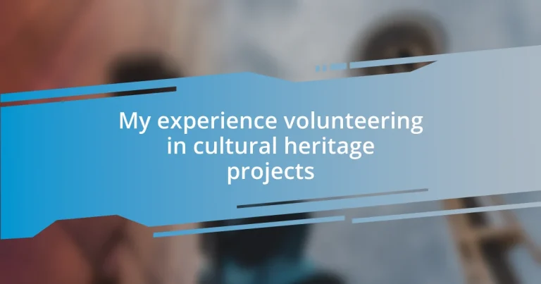 My experience volunteering in cultural heritage projects